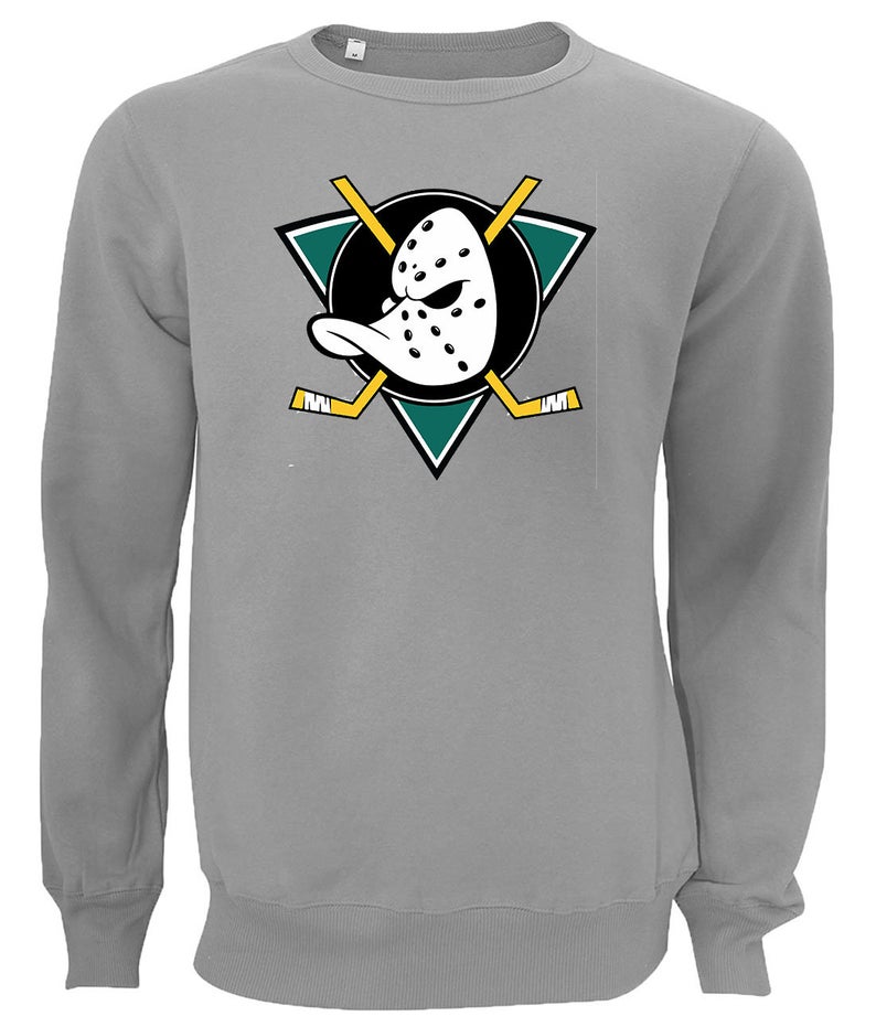 Classic Movie Mighty Ducks Team Logo Printed Unisex Gray Sweater