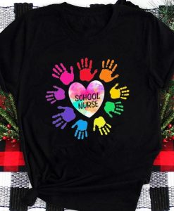 Hands Heart School Nurse Color Shirt